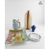 Image 1 : A Lidded Ceramic Beer Stein 8''INCHES H & Tall Glazed Vase 14''INCHES H  A Small Blue Vase & Palte.