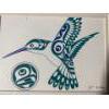 Image 1 : "Hummingbird & Moon" by Coast Salish Artist Joe Wilson (9" x 7.5" Inches Before Frame)