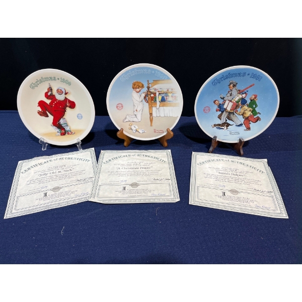 Set of Three Collectors Plates with original boxes and COA
