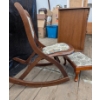 Image 4 : 1917 Foldable Wooden Rocking Chair and Foot Table Set