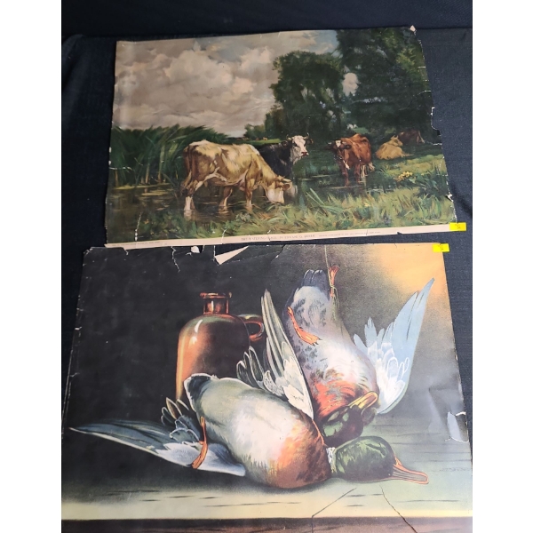 Pair of Prints: The Watering Place and Drake and Duck 20 X 15, Not Framed 