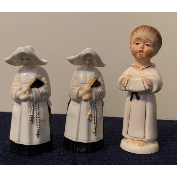 Royal Worchester Bone China Nun Figures (2; One w/ Very Slight Chip) w/ Japan  Figure (5T) 