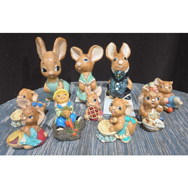 Pendelfin Hand Painted Stone Craft Collectibles Including Percy grower, Mother Rabbit & more