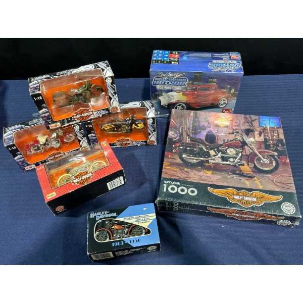 1:18 Harley Davidson Die-Casts in Original Boxes, 1,000 Piece Puzzle, Playing Cards, and more