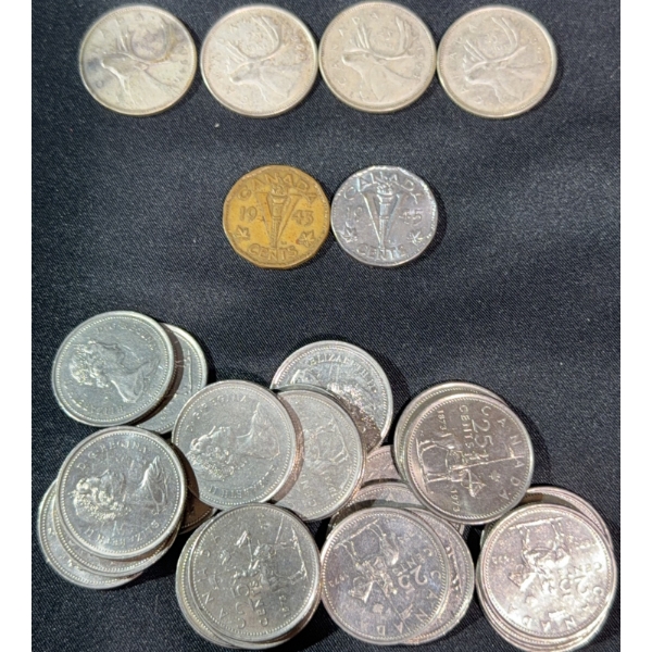 Canadian Quarters and 5 Cent Coins Lot