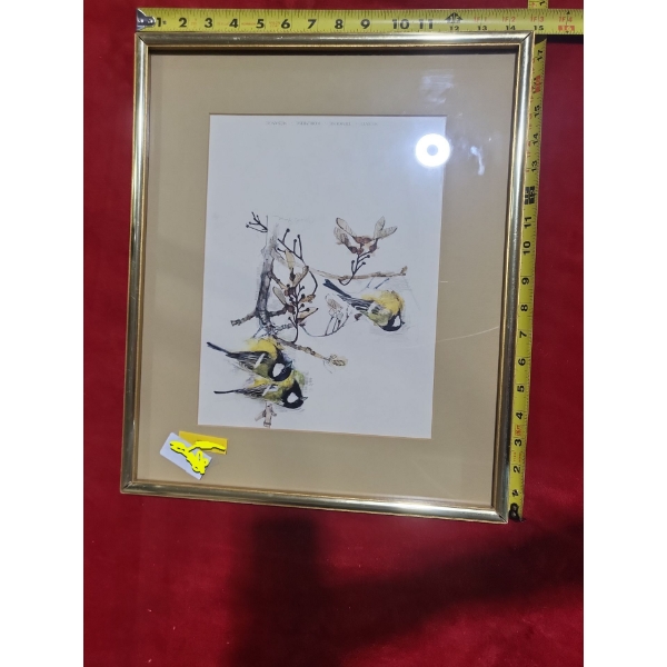 Charcoal Chickadees Print (13.75'/16.5'' Inches Before Frame)