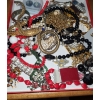 Image 4 : Costume Jewelry (8): Small Red Storage Box, Necklaces, Bracelets, Matched Earrings (Box and Lid)