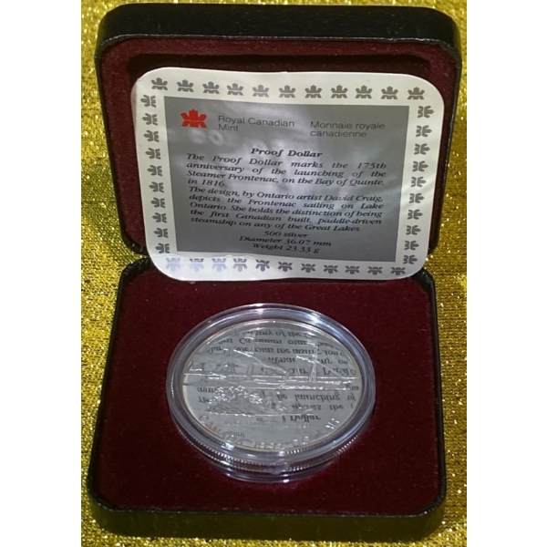 1991 175th Anniversary of the Steamer Frontenac 50% Silver, 23.33 grams