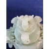 Image 3 : Intricately Craved Jade Incense Container on Wood Stands 3 inch H 