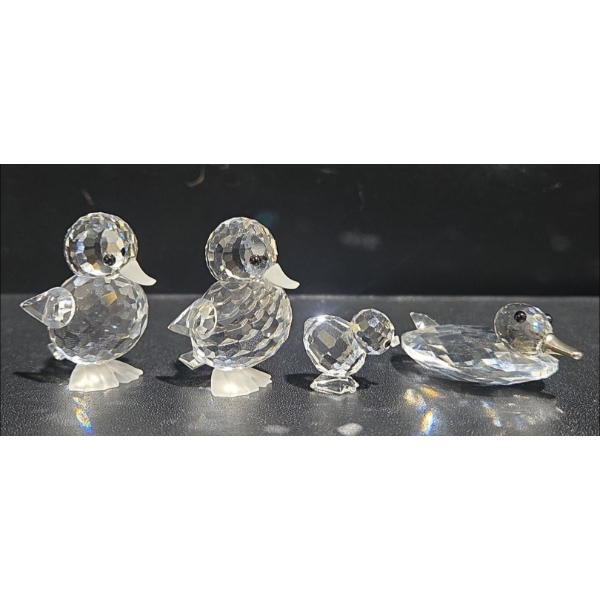 Swarovski Crystal Duck Family of 4 (0.5"-1.5"T) No Boxes