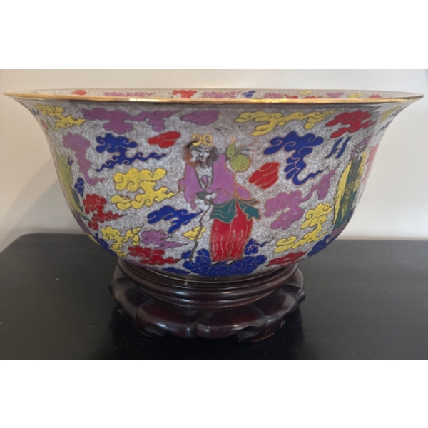 Chinese Famille Rose (Rose Medallion) Porcelain Punch Bowl 16"Diameter 