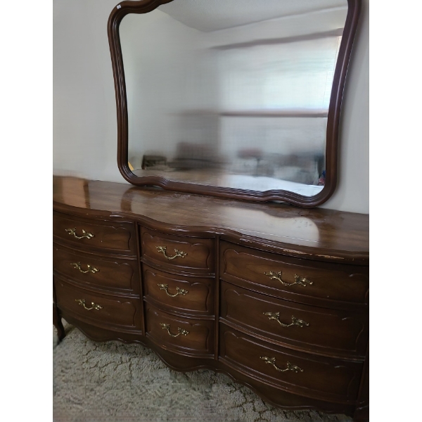 9 Drawer Dresser w/ Mirror  64 W, 17 D, 70 T 