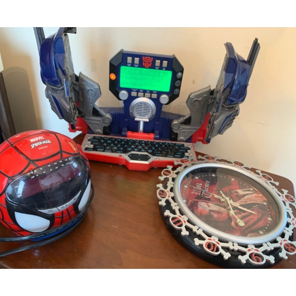 Transformers Interactive Game w/ Spiderman Clock/Radio & POTC Wall Clock