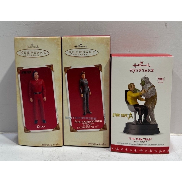 Star Trek- Khan, Sub Cmdr T'Pol, The Man Trap Hallmark Ornaments