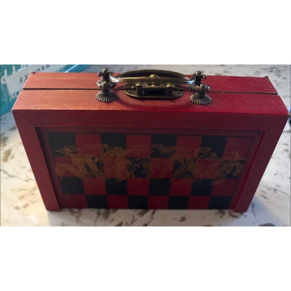 One Of A Kind Japanese Mini Chess Set - Chess Pieces Carved From Ivory & Rosewood 