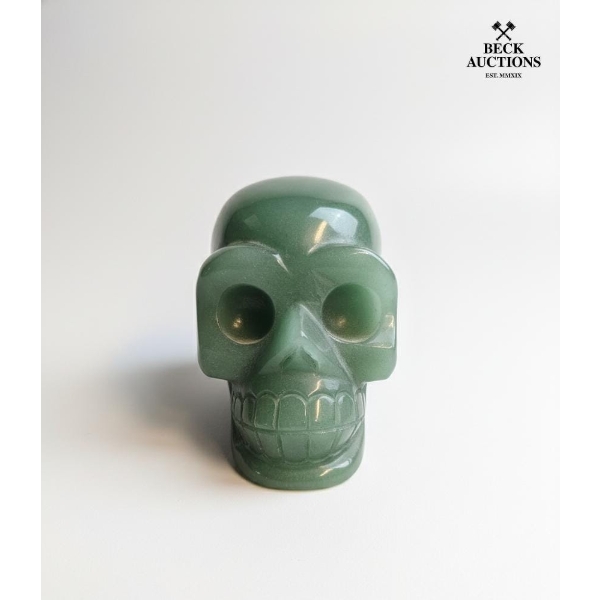 Natural Hand carved Aventurine skull 3 IN T 