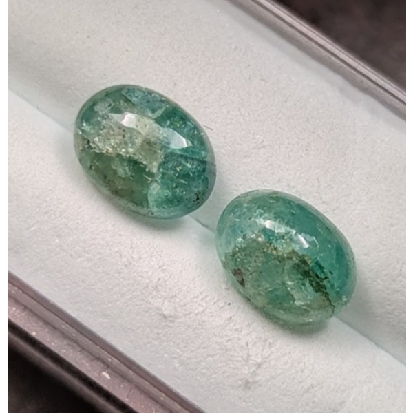 3.61 ct Certified Zambian Emerald Gemstone Pair Oval Cut ($4,400 Appraisal)