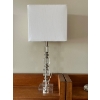 Image 5 : set of 2 Modern Silver Chrome Base Desk Reading Bedside Table Lamp with Cube Design Section & White 