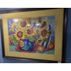 Image 1 : Needlepoint Sunflowers 21 X 17 Framed Under Glass