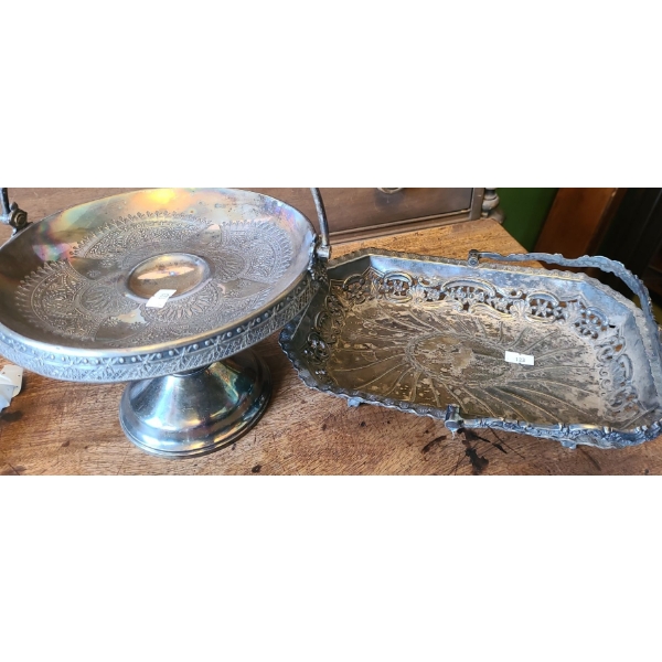 Silverplated Serving Items- John Round and Son FlatTray and Simpson Paul and Miller Co Handled Tray