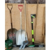 Image 1 : Garden Tool Lot With Shovels, Rakes, Seed Spreader, Water Wand