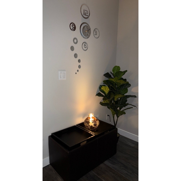 Bundle Of Home Decor - Ottoman, Faux Silk Plant & Tranquil Lamp