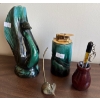 Image 1 : Blue Mountain Pottery, Lighter & Swan Brass Mouse Paperweight