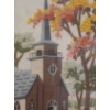 Image 3 : Framed Under Glass Needlepoint Church Picture 24 w 30 h