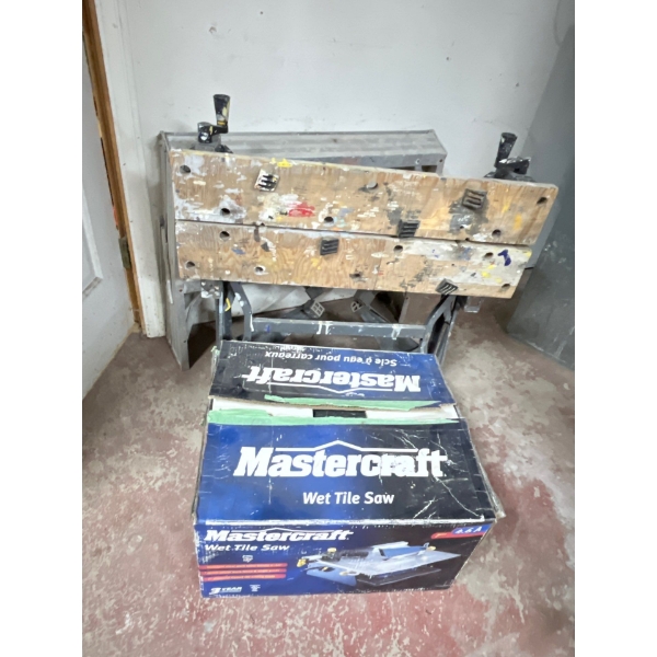 Mastercraft Wet Tile Saw With Bench And Small Sawhorse 