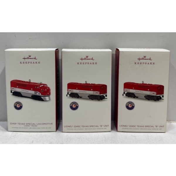 Vehicles-Texas Special Locomotive and 2245C "B" Unit Cars (2) Hallmark Ornaments