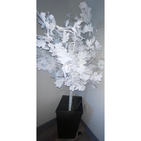 LED Artificial White Leaf Ficus Maple Bonsai Tree in Pot  77" tall 