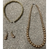 Image 2 : Vintage Brown Faux Pearls W/Matching Earrings & Pretty Headband