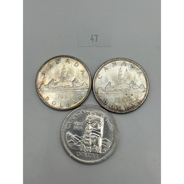 1958, 1961, 1966 Canadian Silver Dollars