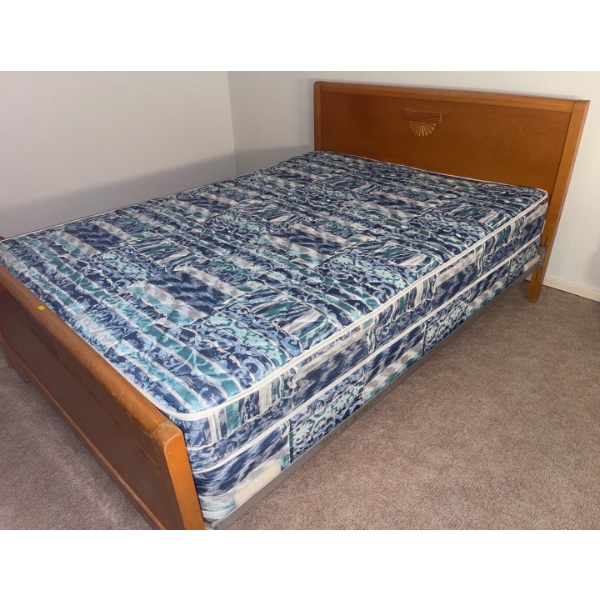 Mid Century Teak Bed Bundle - Full Size - Sea Shell Focal Point - Frame HB Mattress + BS