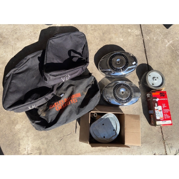 Harley Davidson air filter covers 96 cu dyna lowrider and collectable bags 
