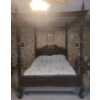 Image 1 : Antique Art Nouveau Ornate Wooden Bed Frame w/ Bed - 68W, 91D, 94T 