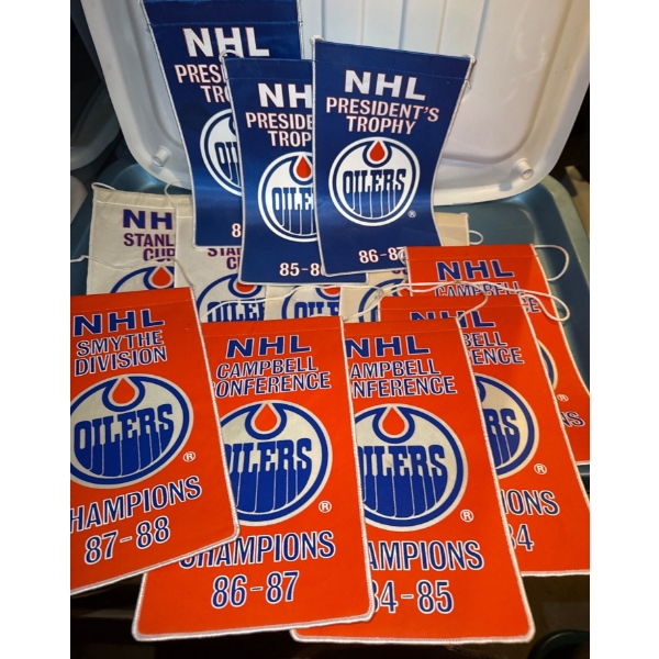 Collectible Miniature Commemorating Edmonton Oilers Banners- Souvenir's + Fan Apparel