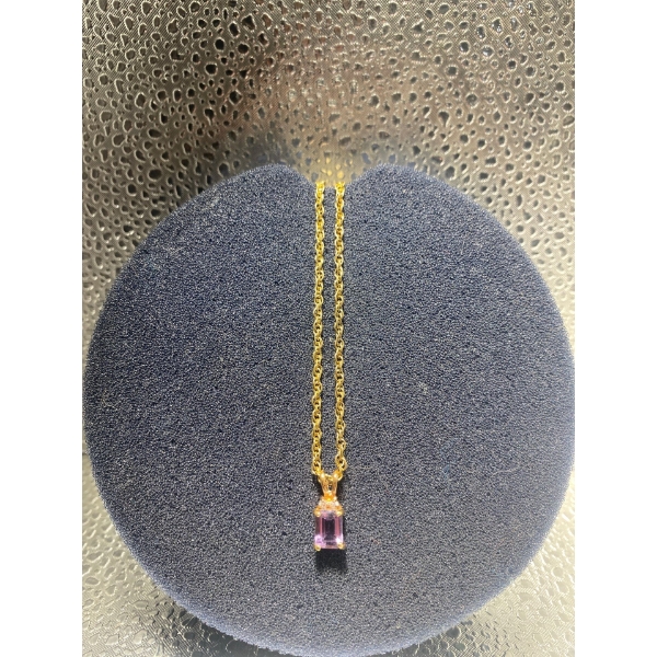 Genuine Amethyst Necklace With Gold Coloured Chain
