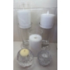 Image 1 : Kosta Boda Snowball Candle Holder - Scandinavian Votives w/ Flameless Pillar Candles 11"Tall