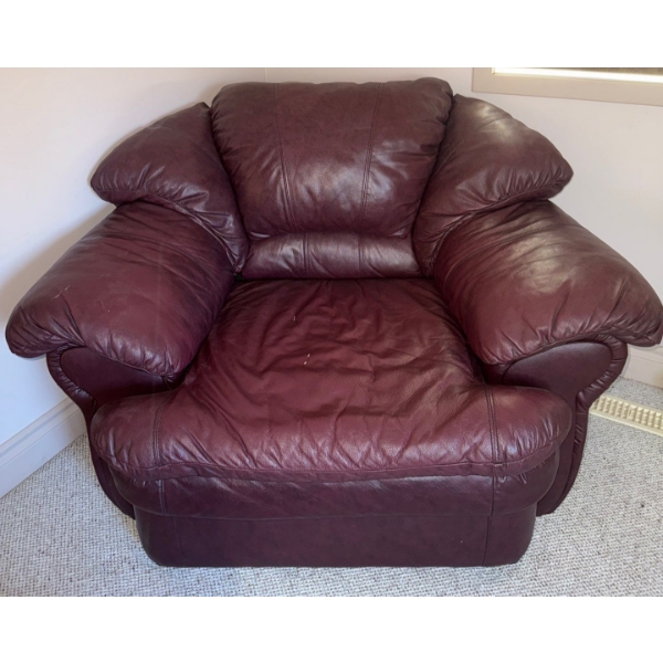 Burgundy Leather Arm Chair  31x35x43"tall