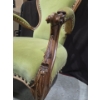 Image 4 : Antique Art Nouveau Bent Oak / Velvet Ornate Carved Moss Chair on Wheels - 26W, 34D, 40T