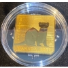 Image 2 : 2011 $3 Black-Footed Ferret Gold Plated Square Coin 92.5% Silver 11.71 Grams
