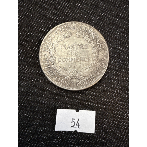 1908 French Indochina Silver 1 Piastre Coin