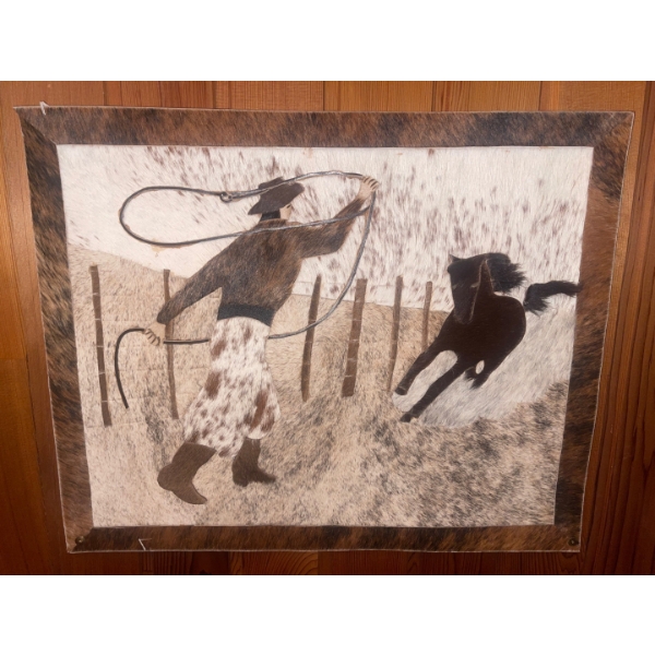 Vintage Cowboy Rodeo Fur Plastered Picture  One of a Kind
