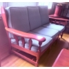 Image 6 : Vilas Solid Maple Wood-Framed Sofa with Gray Cushions