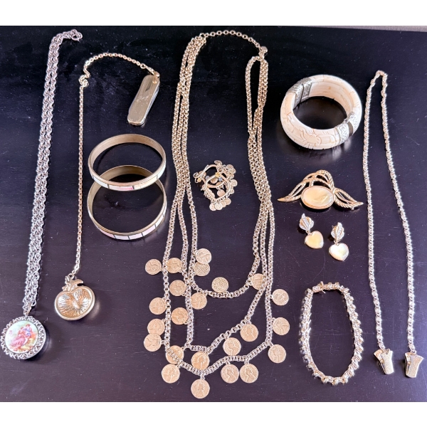 Costume Jewelry Featuring Necklaces, Bracelets, and Pins