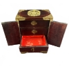 Image 2 : Chinese Jewellery Box with White Jade Inlays and Brass Fittings