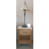 Image 1 : Wooden Side Table (17W, 13D, 25T) w/ Lovely Solid Metal Lamp & Clock 