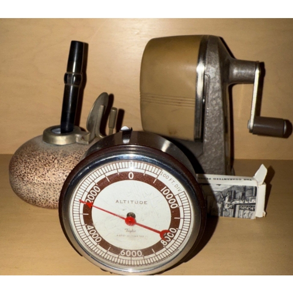 Vintage Taylor Auto Altimeter Classroom Pencil Sharpener Ink Well & More