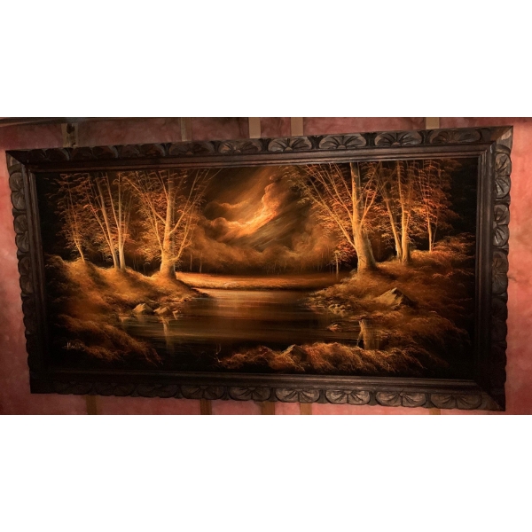 Lovely Velvet Hand Painted Large Art Piece - 63x33